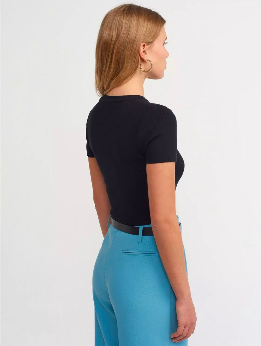 10357 Crew Neck Short Sleeve Crop Sweater
