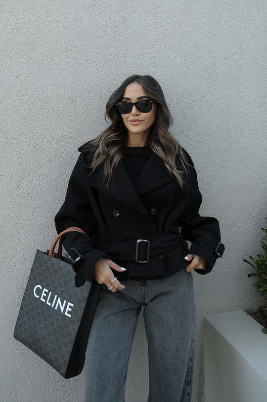 54430 short wool blend belted coat