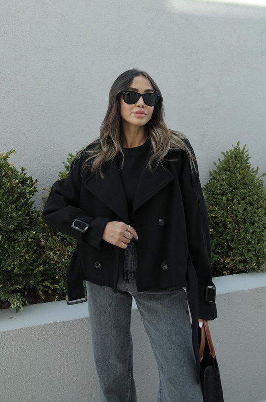 54430 short wool blend belted coat