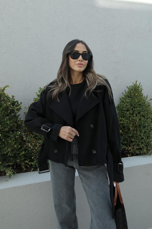 54430 short wool blend belted coat