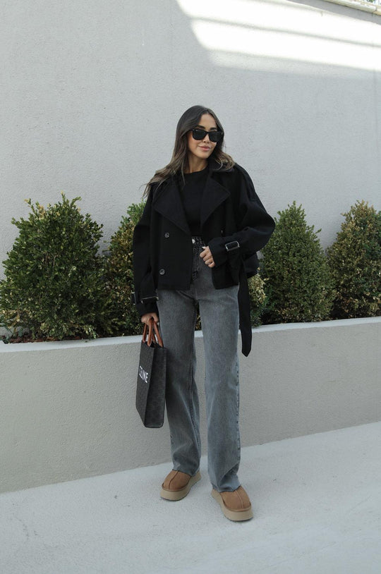 54430 short wool blend belted coat