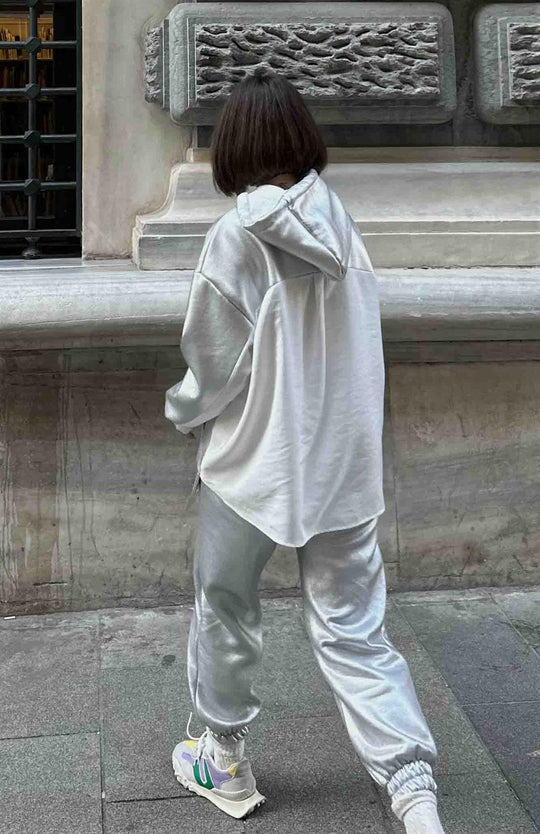 2315150 Silver Hoodie with white