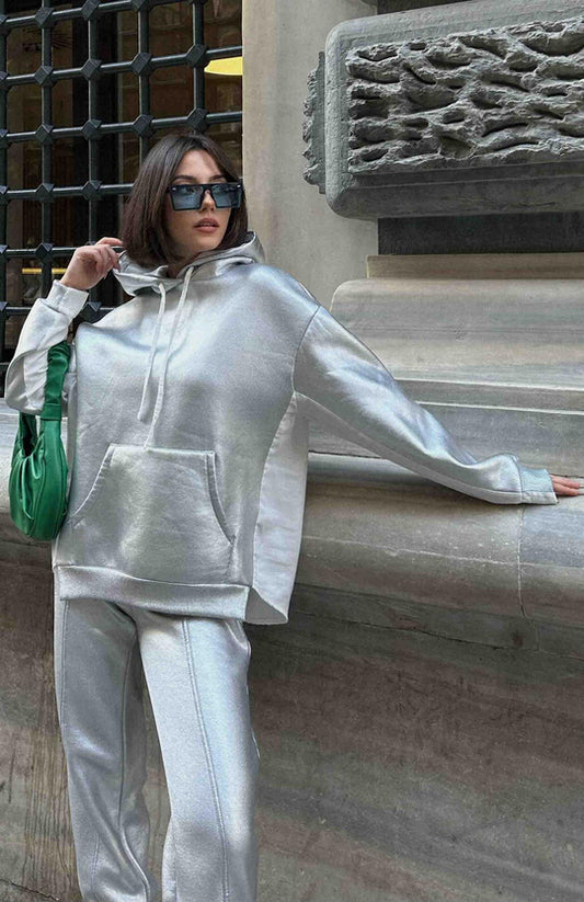 2315150 Silver Hoodie with white