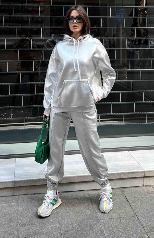 2315150 Silver Hoodie with white