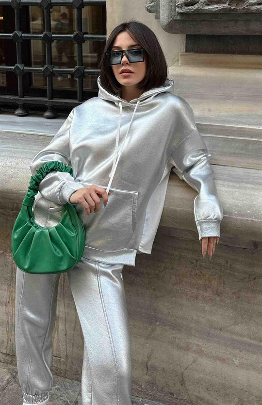 2315150 Silver Hoodie with white