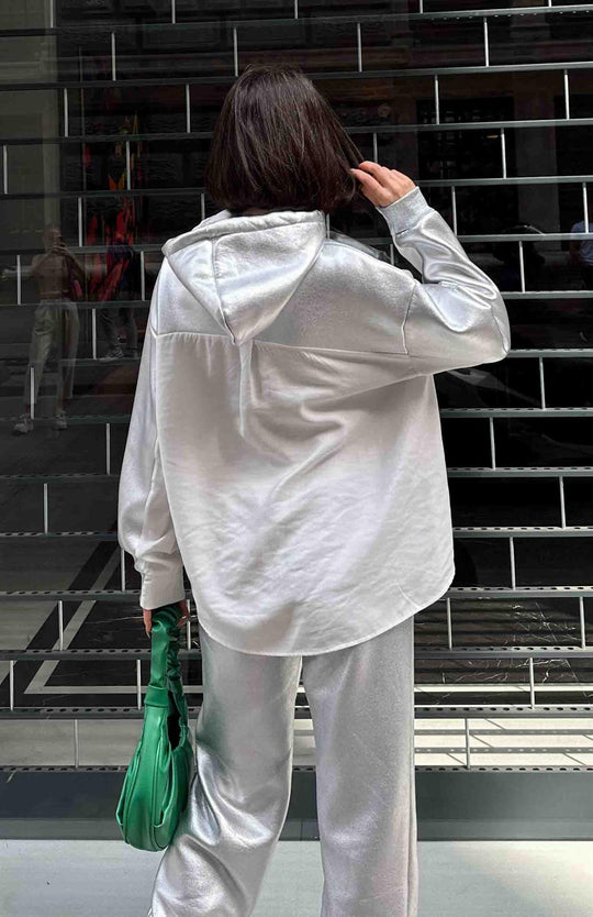 2315150 Silver Hoodie with white