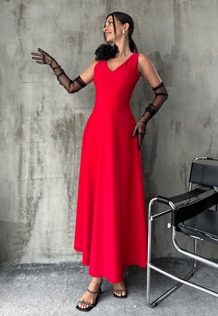 12243 V neck midi dress